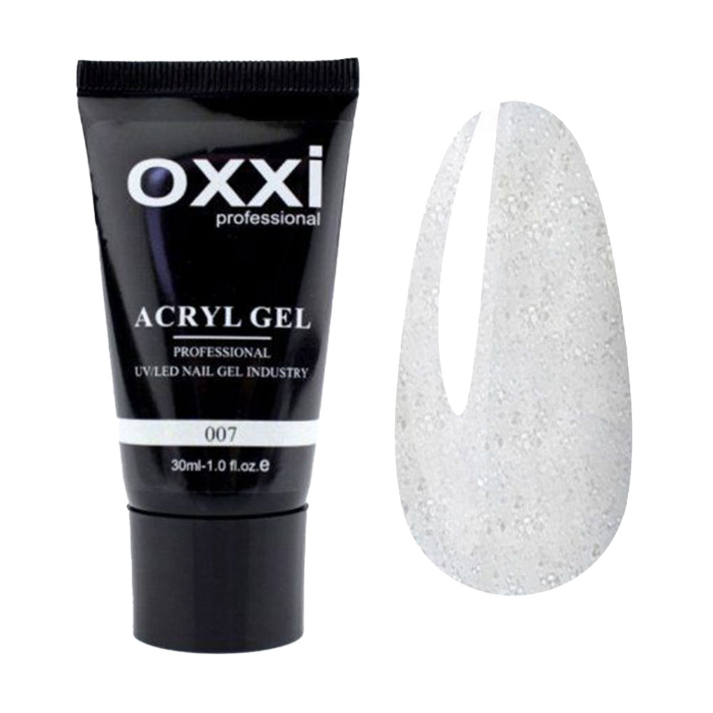 Акрил-гель для нігтів Oxxi Professional Acryl Gel 07 Прозорий із шимерами, 30 мл