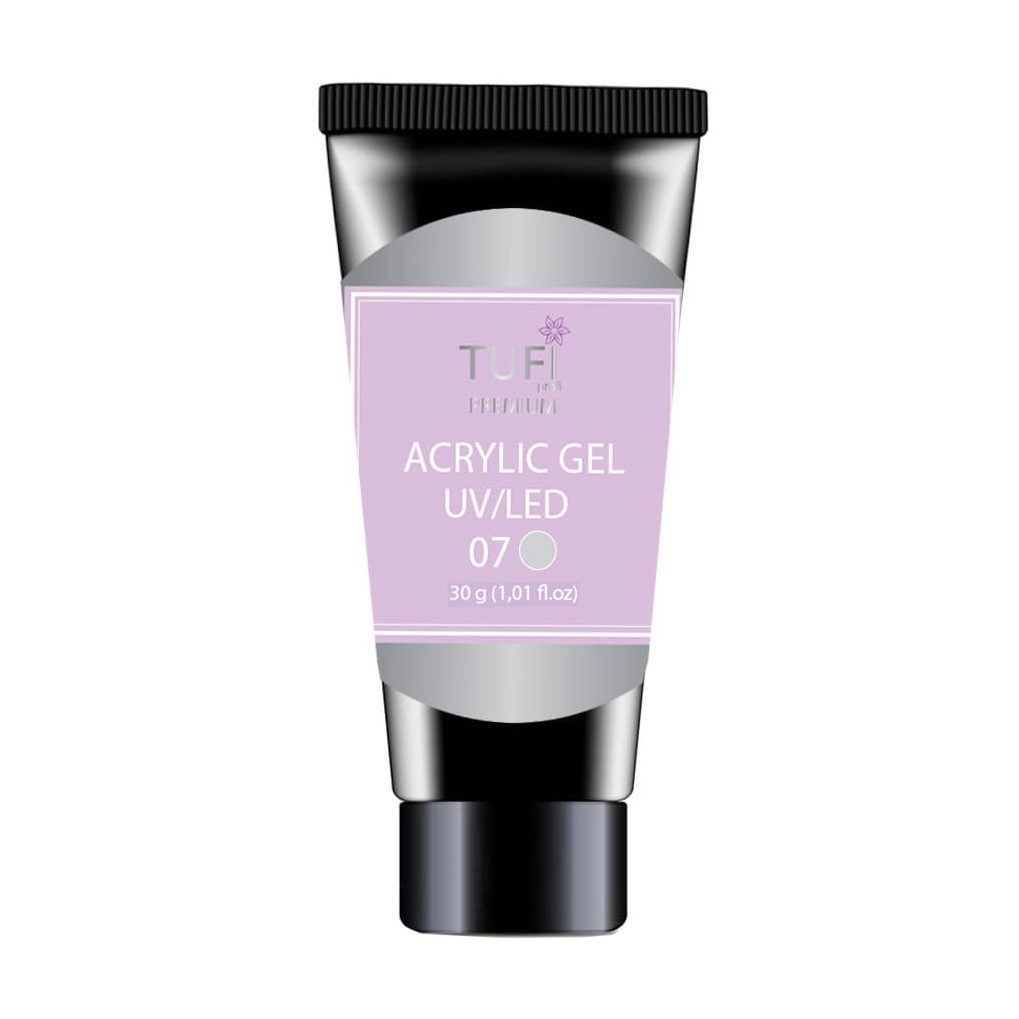 Акрил-гель для нігтів Tufi Profi Premium Acrylic Gel UV/LED, 07 Прозорий, 30 г